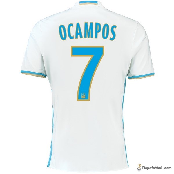 Camiseta Marsella Replica Primera Ropa Ocampos 2016/17 Blanco